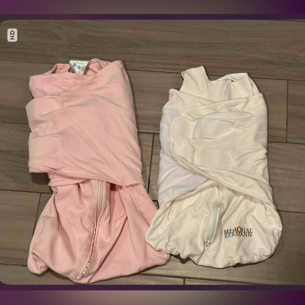 2pc Pink and Cream sleep sack Swaddle Set 0-3m